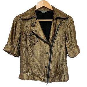 A/X Armani Exchange Linen Moto Jacket Gold Size XS